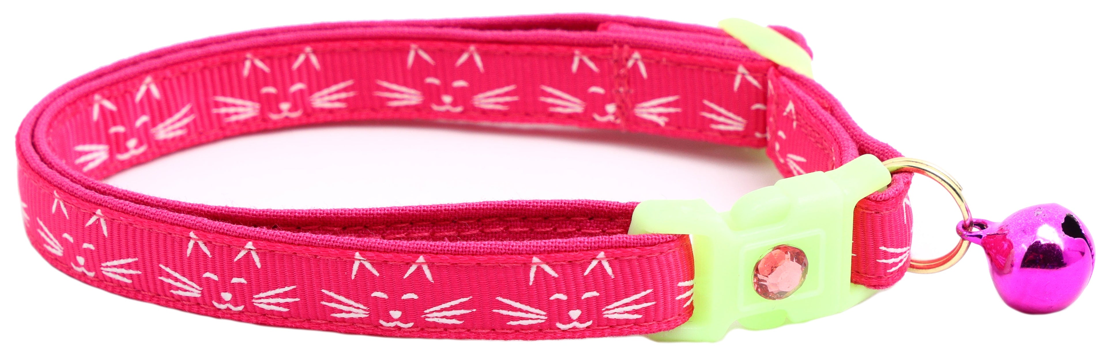Glowing Cat Faces Breakaway Cat Collar