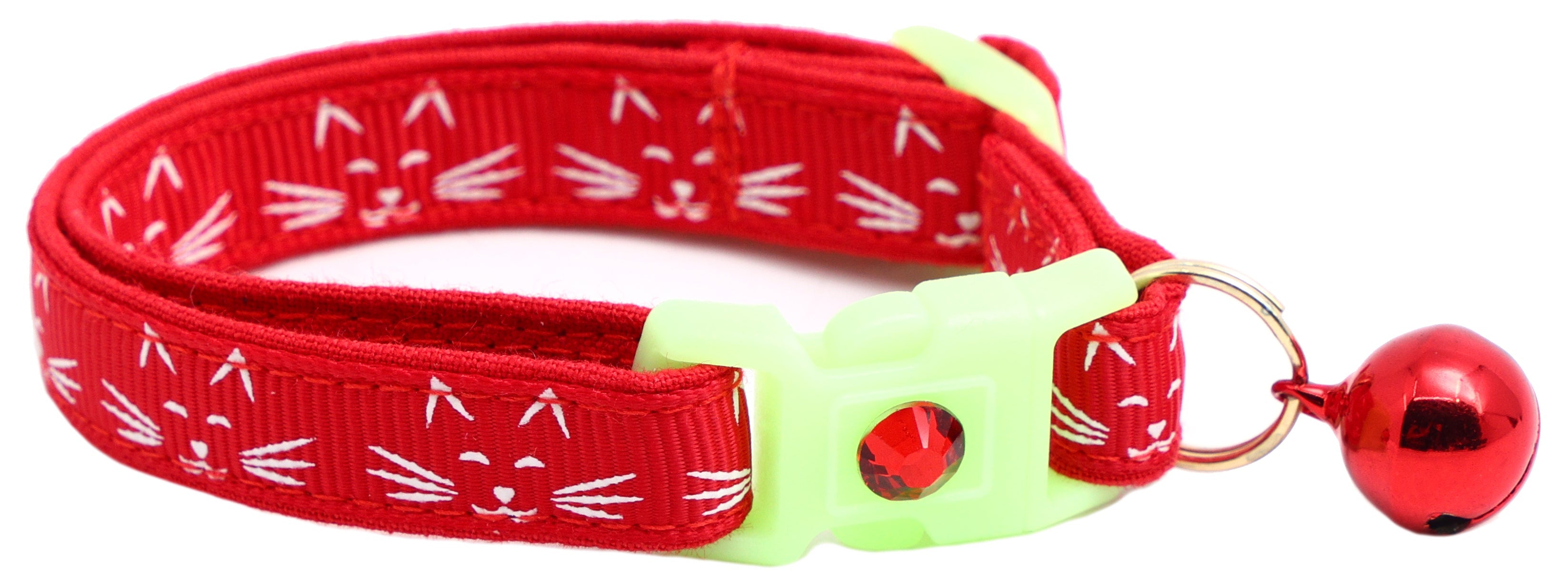 Glowing Cat Faces Breakaway Cat Collar