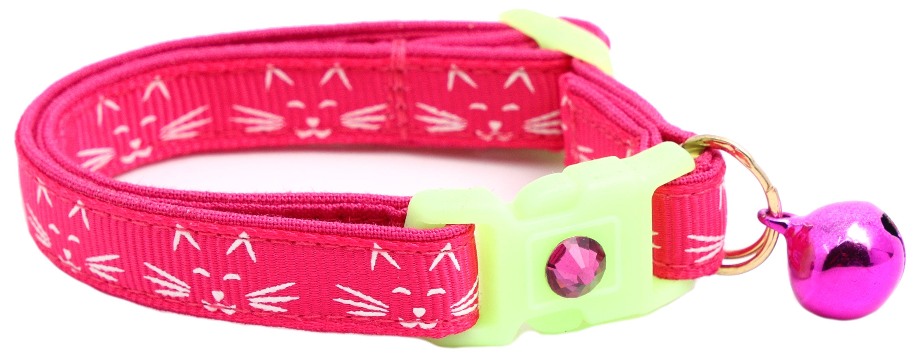 Glowing Cat Faces Breakaway Cat Collar