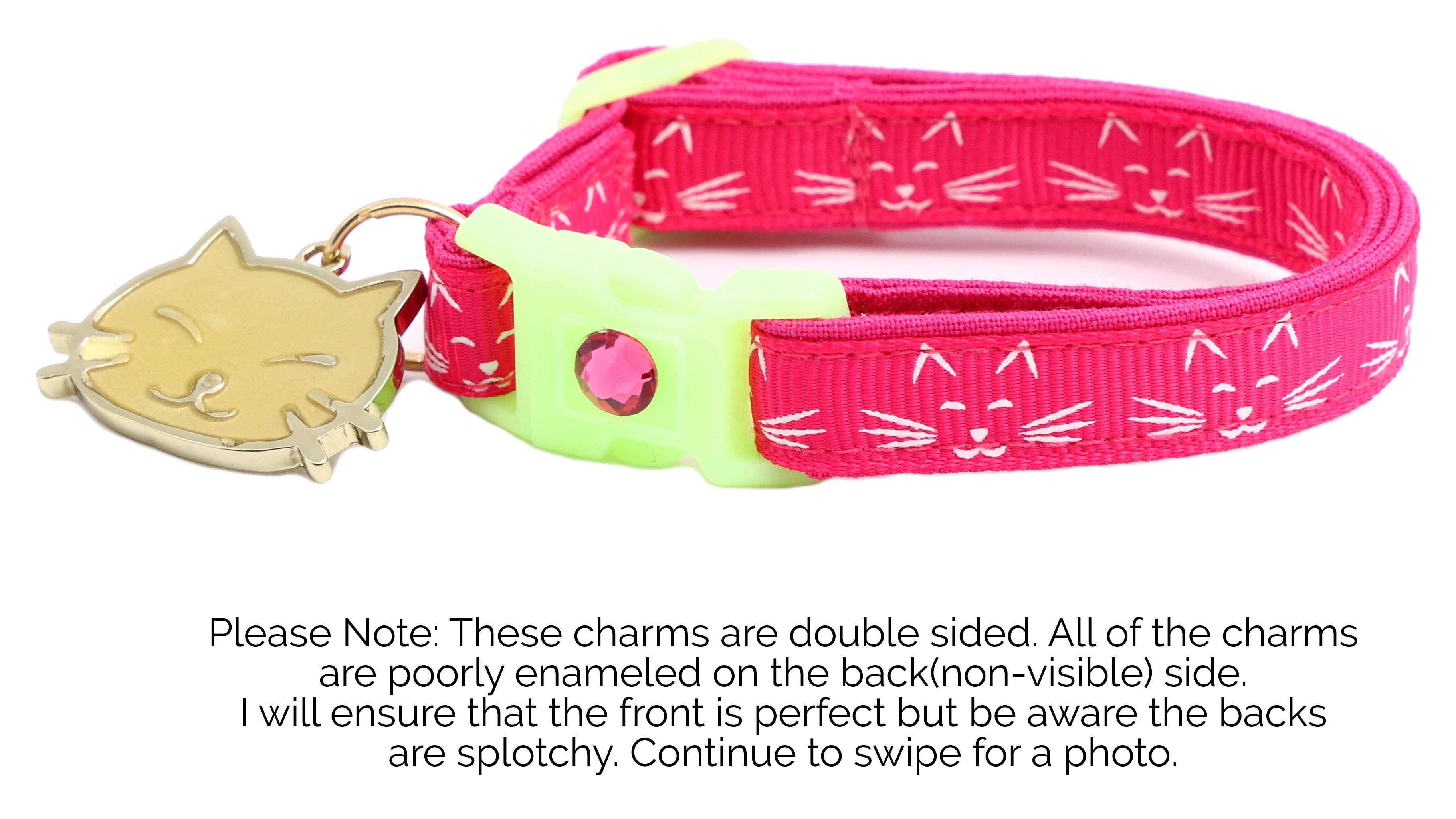 Glowing Cat Faces Breakaway Cat Collar