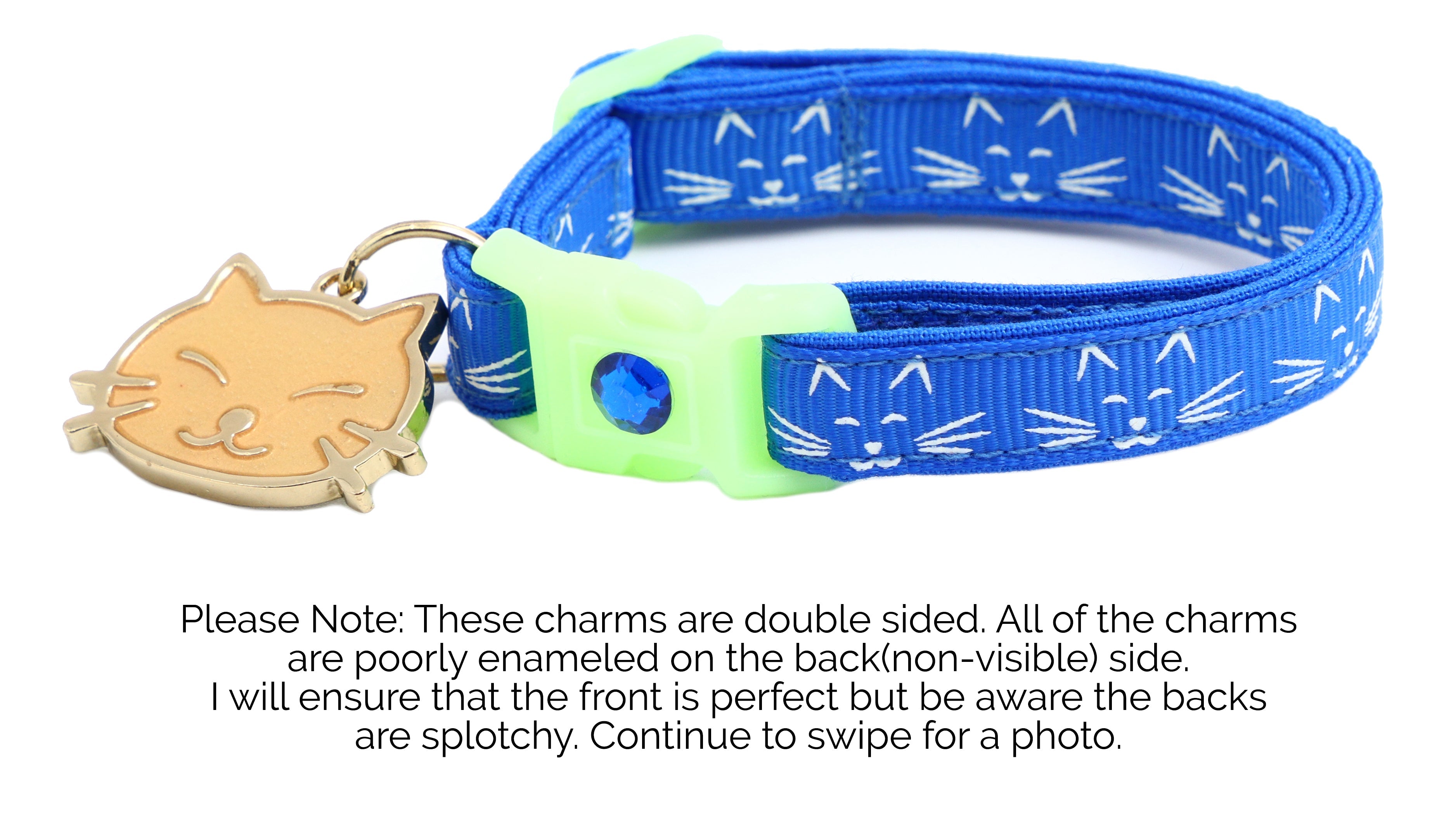 Glowing Cat Faces Breakaway Cat Collar
